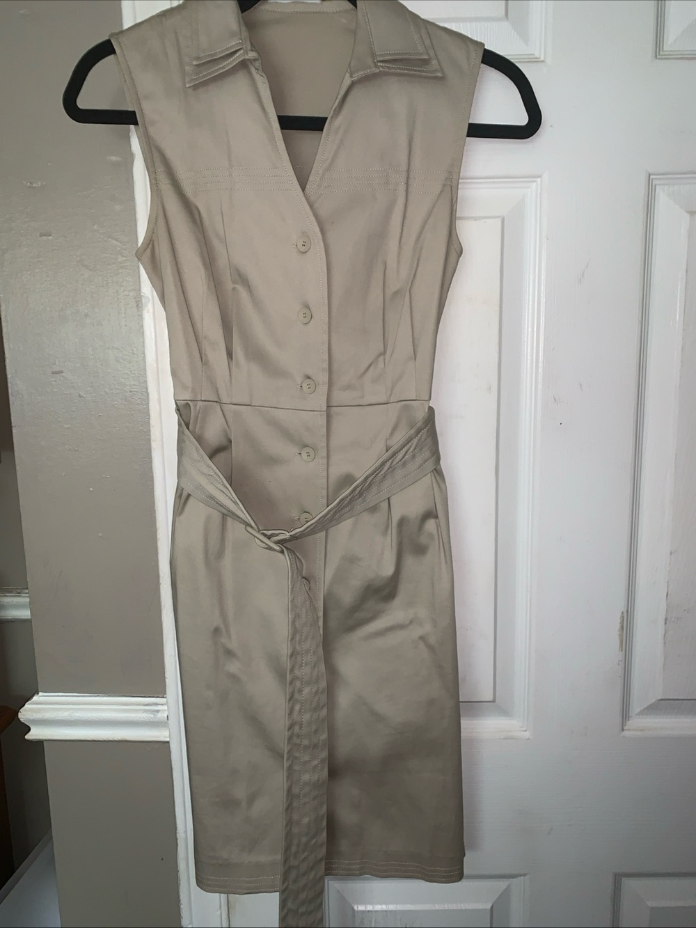 Calvin Klein Khaki Belted Button Down Women Dress Size 4P
